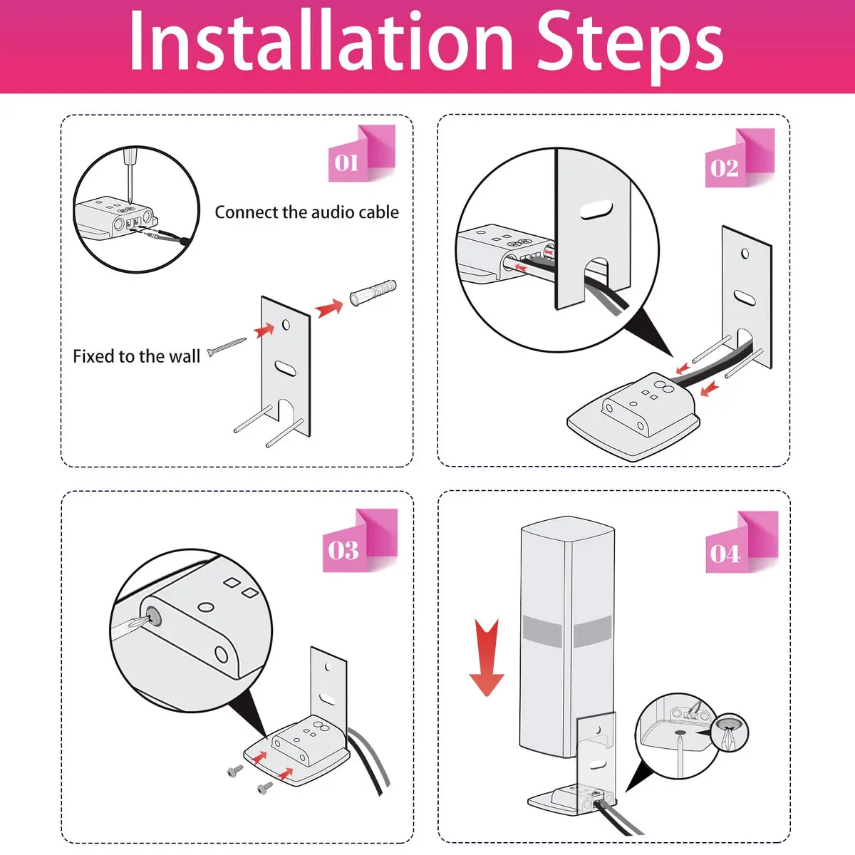 Dinghosen White Wall Brackets for Bose Surround Speakers 700 & Lifestyle 650 System | Pair of Speaker Mounts - view 5