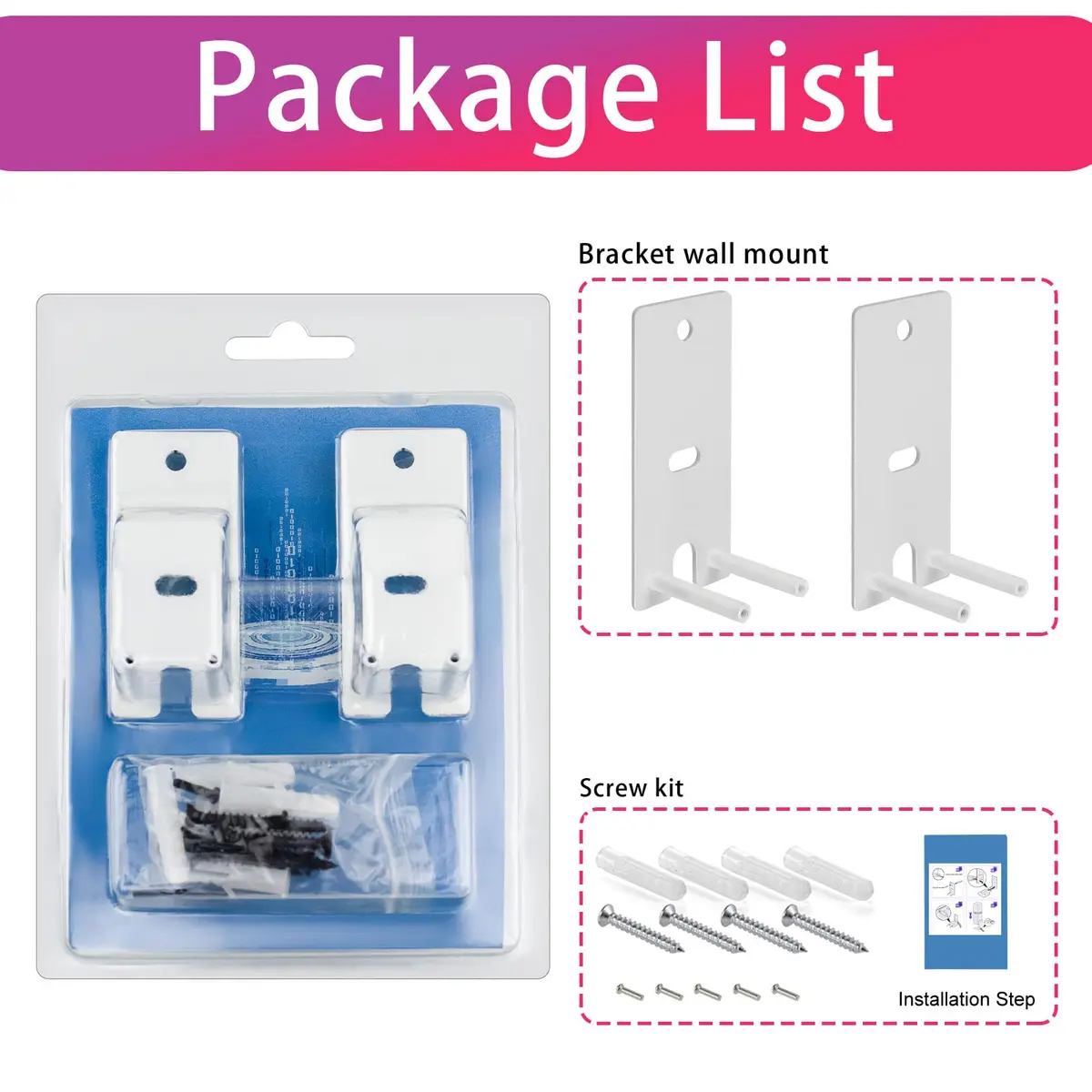Dinghosen White Wall Brackets for Bose Surround Speakers 700 & Lifestyle 650 System | Pair of Speaker Mounts - view 6