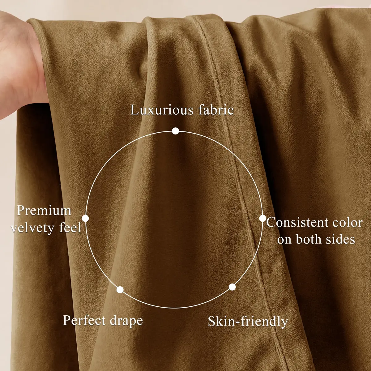 StangH Gold Brown Velvet Curtains for Living Room | Room Darkening, Thermal Insulation, Vintage Boho Style - view 4