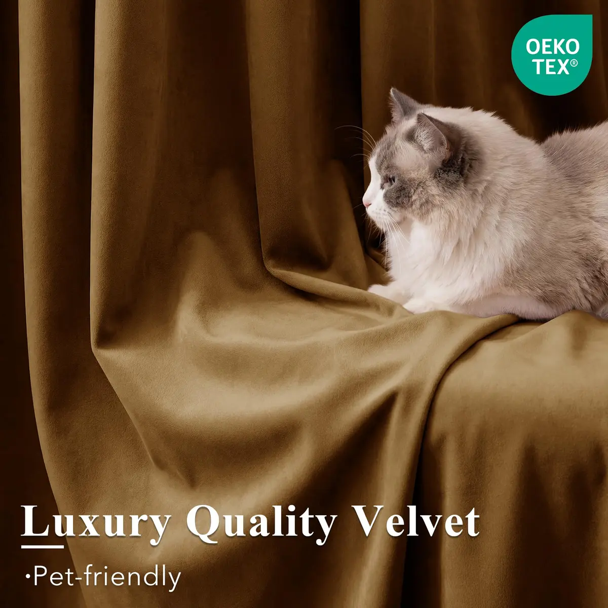 StangH Gold Brown Velvet Curtains for Living Room | Room Darkening, Thermal Insulation, Vintage Boho Style - view 5