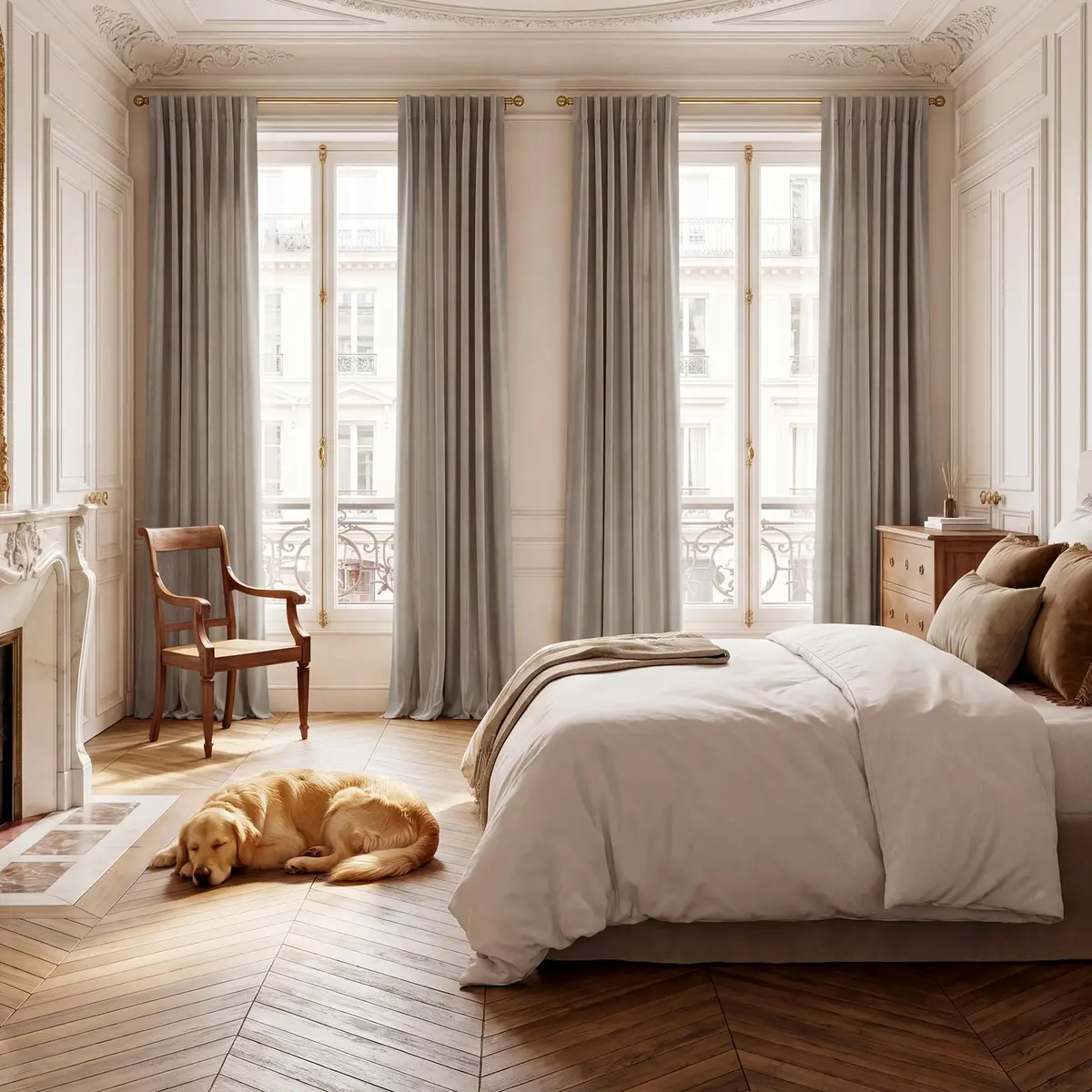 StangH Camel Beige Velvet Curtains for French Door Decor, W52xL96, 2 Panels | Room Darkening, Thermal Insulation - view 8