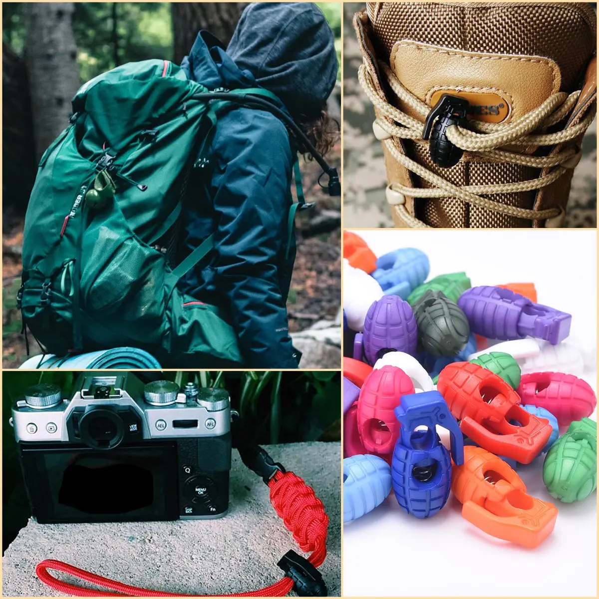 CooBigo Plastic Cord Lock Stopper 50 pcs | Spring Toggle for Paracord & Shoelaces - view 5
