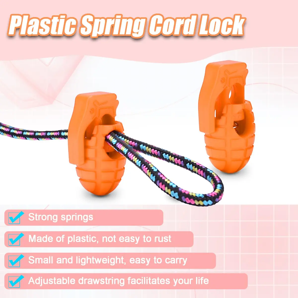 CooBigo Plastic Cord Lock Stopper 50 pcs | Spring Toggle for Paracord & Shoelaces - view 7
