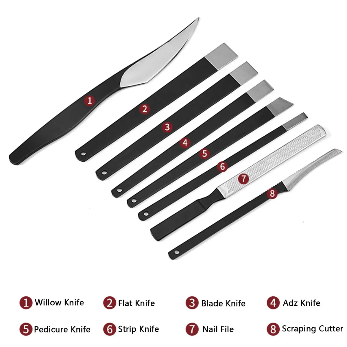 LOOKSEVEN Pedicure Knife Set 8 Pieces Stainless Steel & ABS | For Ingrown Toe Nails & Callus Removal - view 3