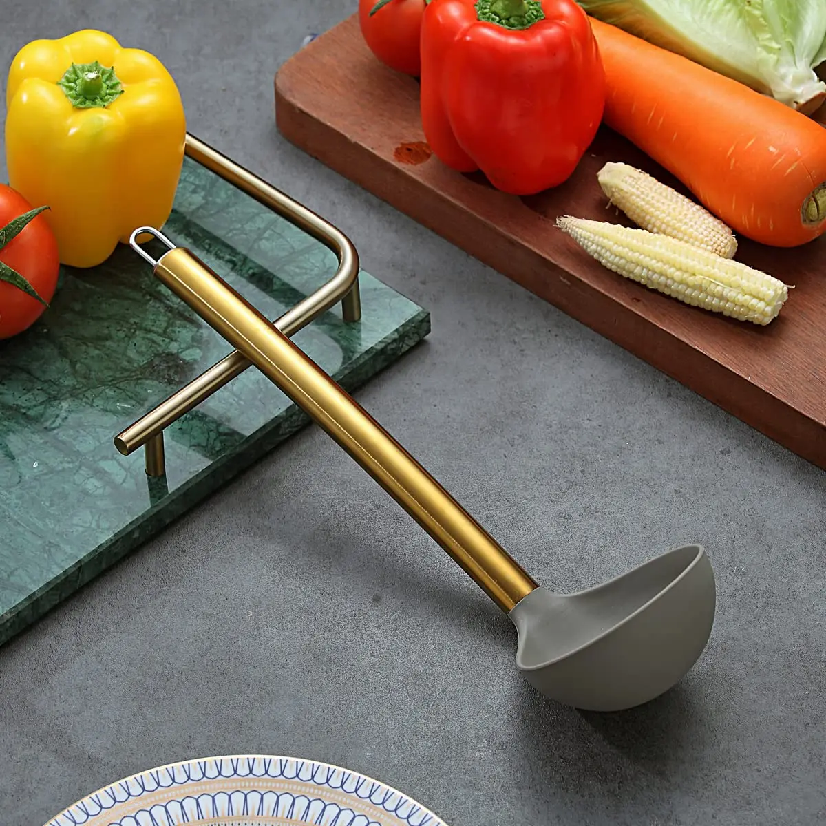 Berglander Gold Ladle | Non-stick Silicone Kitchen Ladle with Titanium Gold Handle (g. Ladle) | Dishwasher Safe - view 3