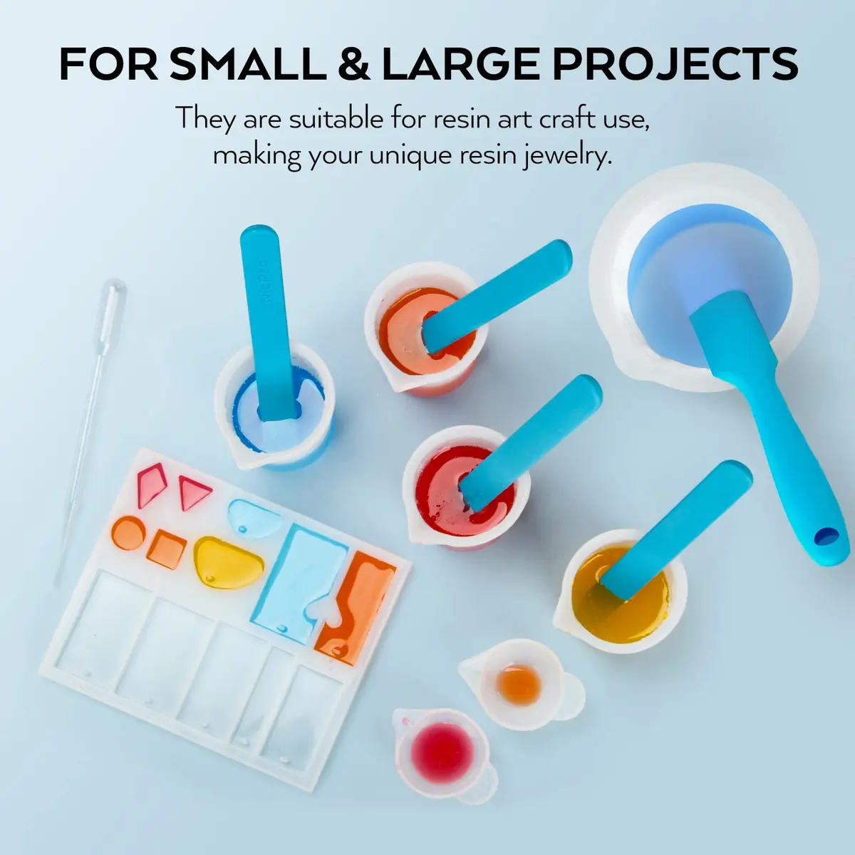 Nicpro Silicone Resin Measuring Cups Tool Kit 250ml & 100ml | 100 ml & 15ml Measure Cups, Stir Sticks, Spatula, Pipettes, Gloves - view 8