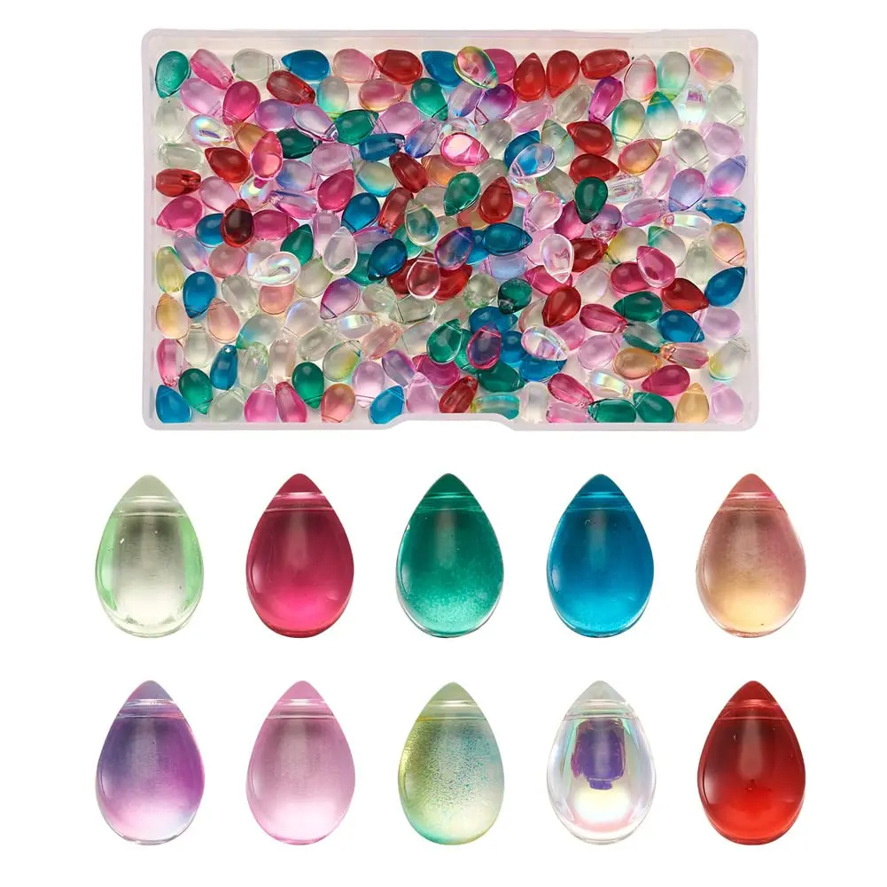 BB Beadthoven Craft Bead 200pcs | Transparent Teardrop Glass Beads for Jewelry & Crafts - main product image