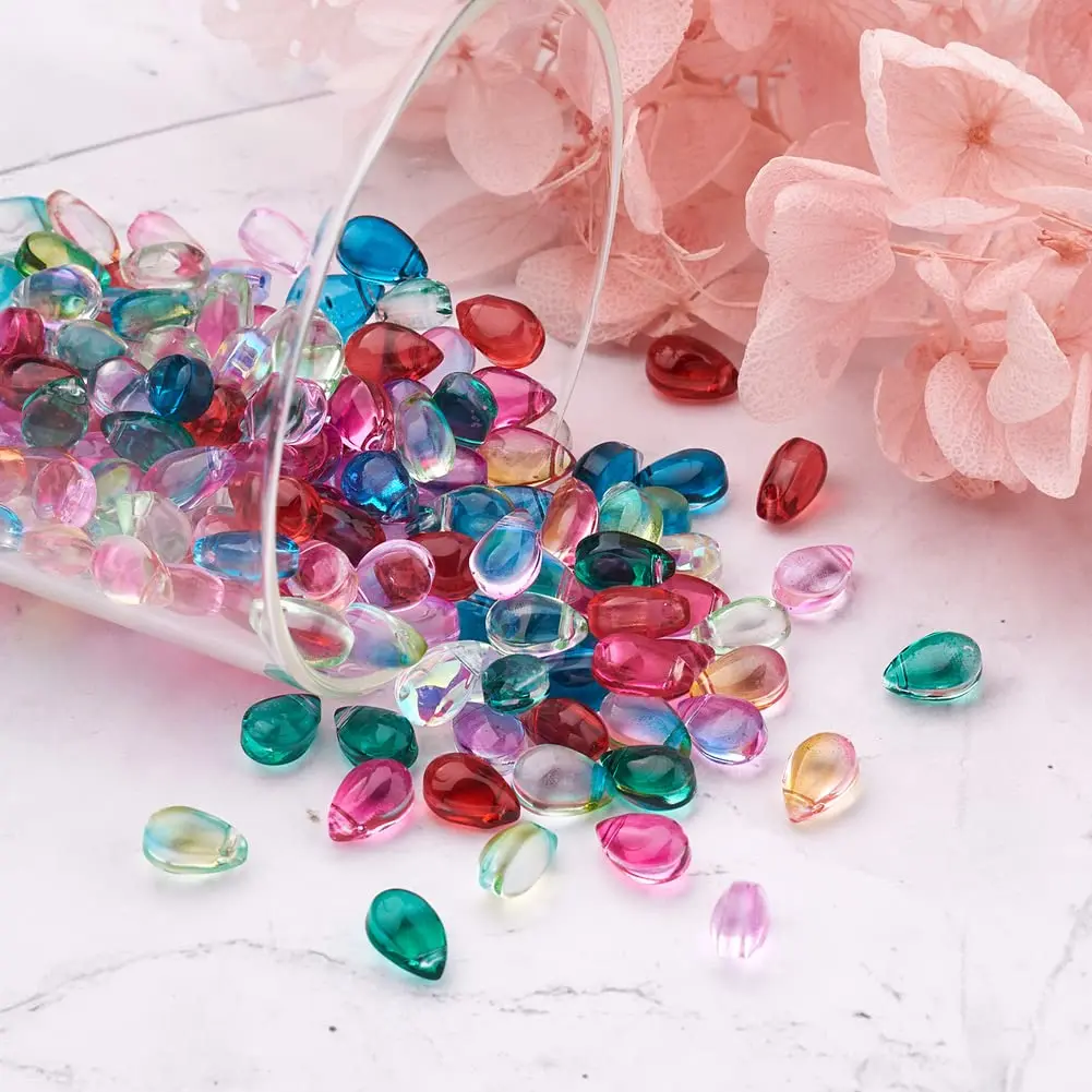 BB Beadthoven Craft Bead 200pcs | Transparent Teardrop Glass Beads for Jewelry & Crafts - view 5