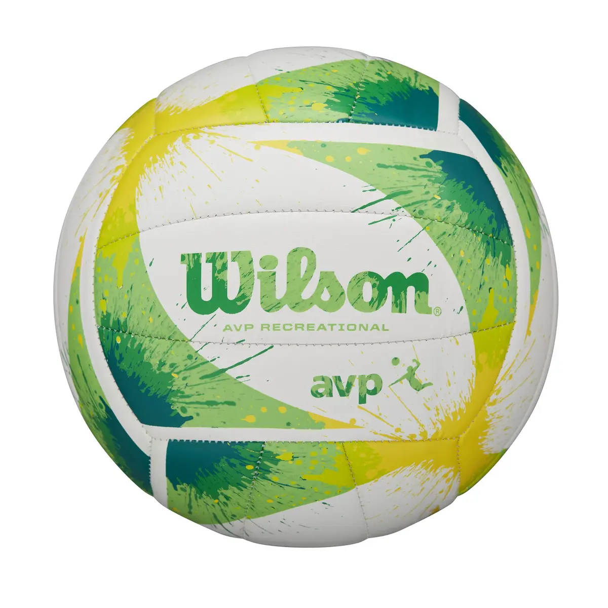 WILSON AVP Splatter Paint Outdoor Recreation Volleyball - Official Size, Green/White | 18-Panel Construction for Optimal Shape - main product image