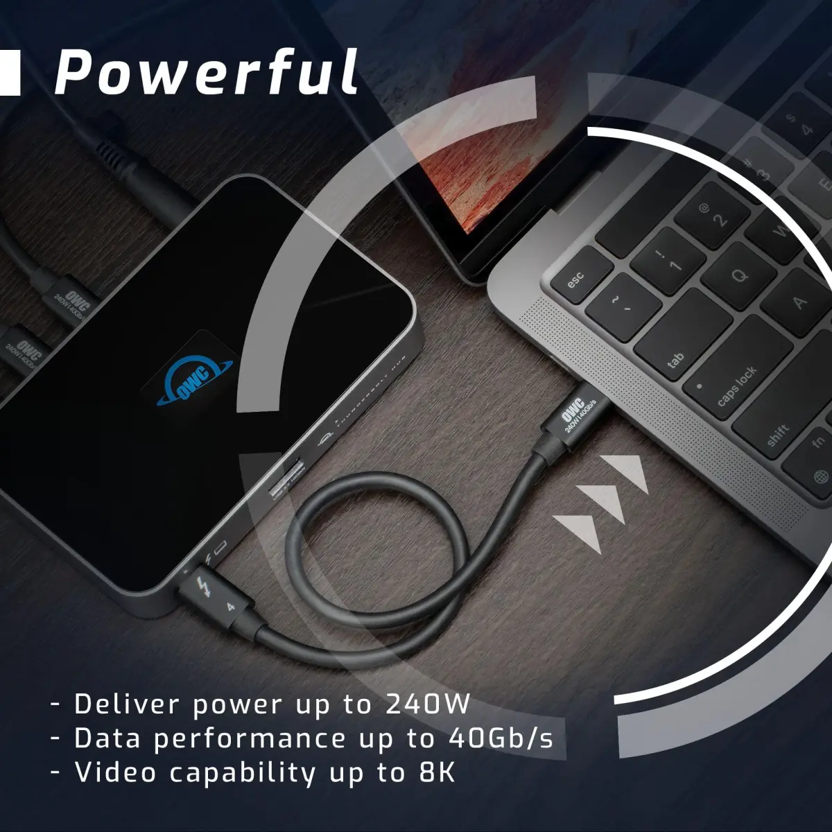 OWC Thunderbolt 4 Active USB-C Cable 40Gb/s 100W 2.0m (78in) | 8K Display Ready - view 3