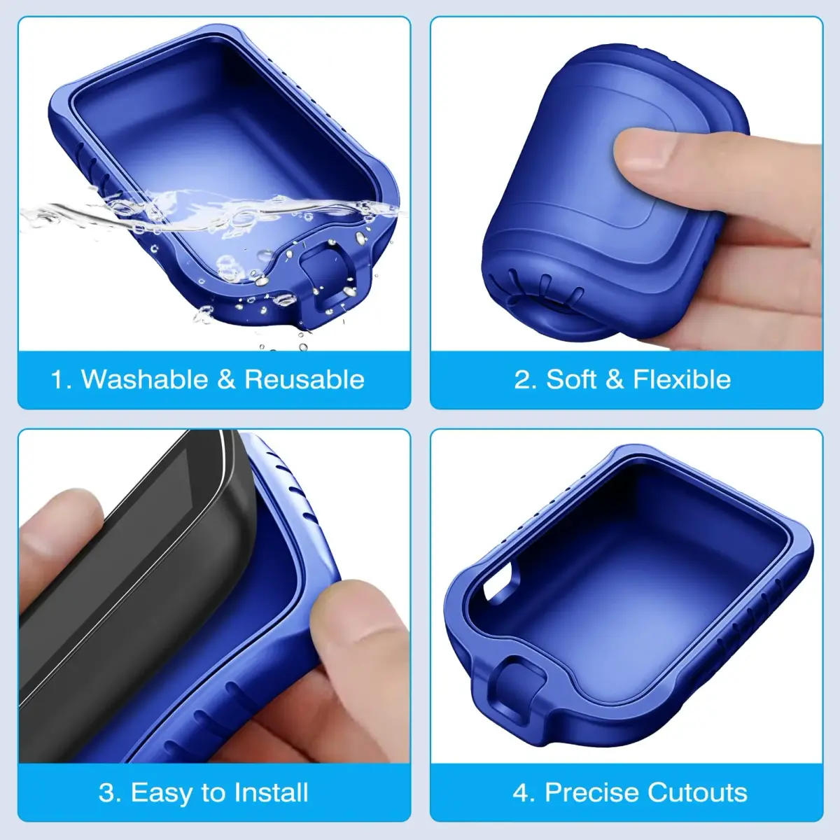 MEDMAX Silicone Case for Freestyle Libre 3 2 Reader | Navy Blue Protective Cover with Anti-Slip Grip - view 8