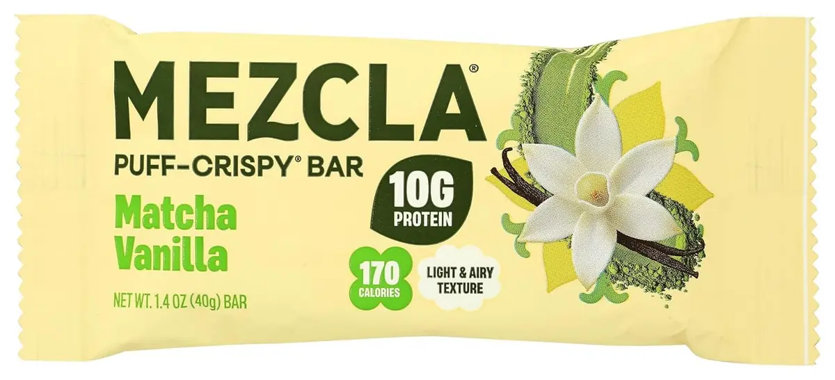 Mezcla Matcha Vanilla Snack Bars, 10g Plant Based Pea Protein Treat, 1 Ct. | Gluten Free & Vegan Protein Snack - main product image