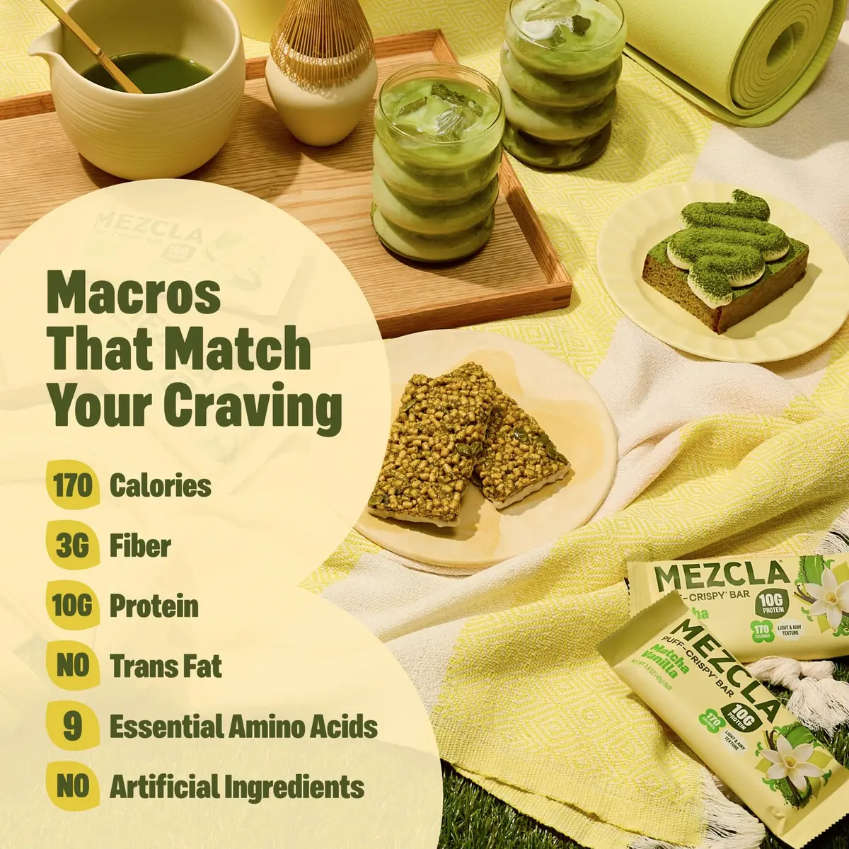 Mezcla Matcha Vanilla Snack Bars, 10g Plant Based Pea Protein Treat, 1 Ct. | Gluten Free & Vegan Protein Snack - view 3