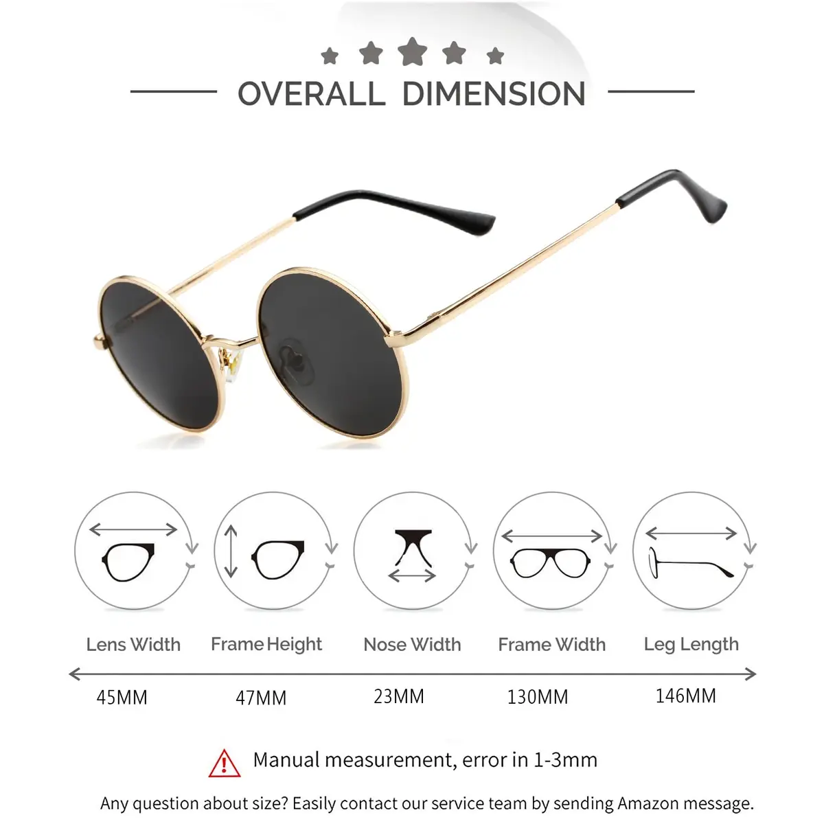 Kursan Small Round Polarized Sunglasses for Women Men | UV400 Protection, Lightweight, Retro Style - view 5
