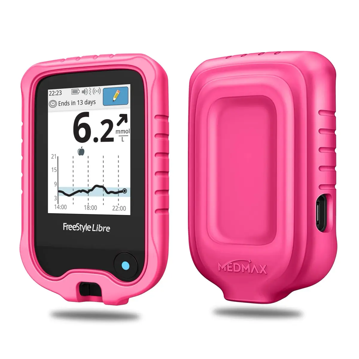 MEDMAX Silicone Case for Freestyle Libre 3 2 / Reader, Magenta | Protects Insulin Pump from Damage - main product image