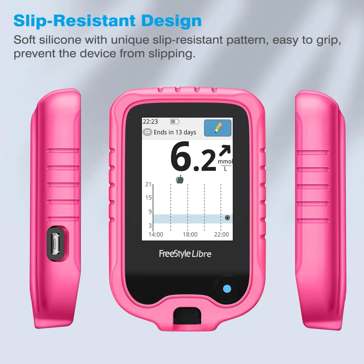 MEDMAX Silicone Case for Freestyle Libre 3 2 / Reader, Magenta | Protects Insulin Pump from Damage - view 5