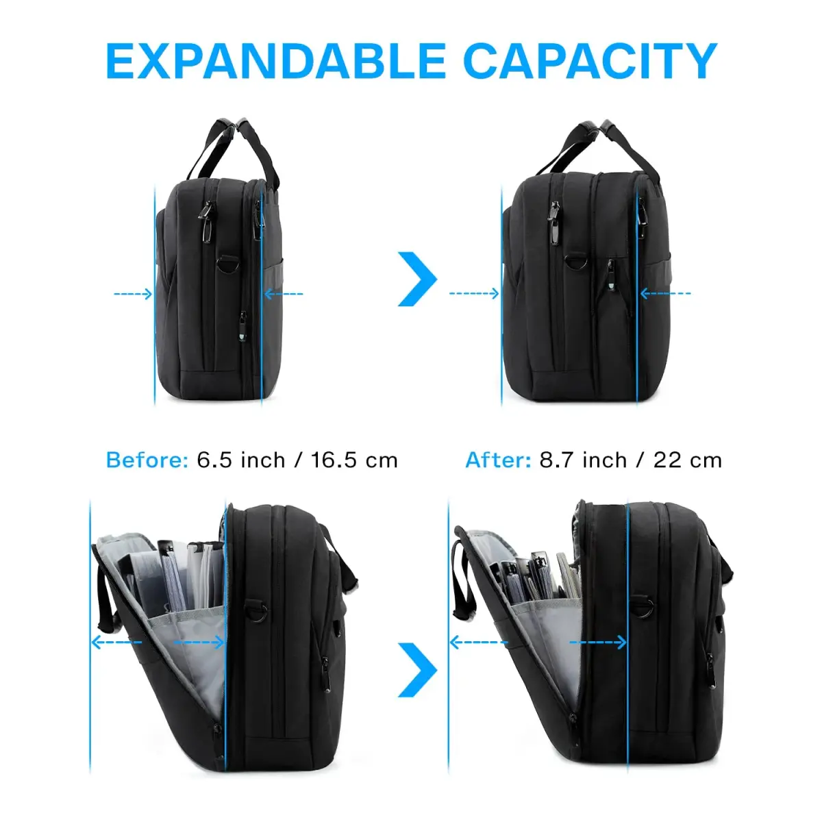 BAGSMART Expandable Laptop Briefcase for 18.4 Inch Laptops | Water-Resistant Business Travel Bag - view 4