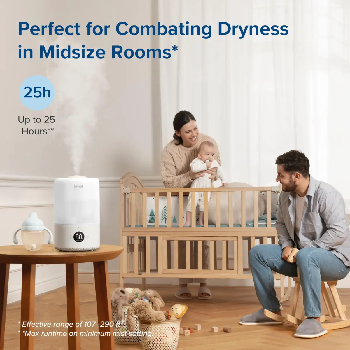 Levoit Smart Cool Mist Humidifier for Bedroom with Sensor, 3L | 25-Hour Runtime, App Control, Quiet Operation - view 5