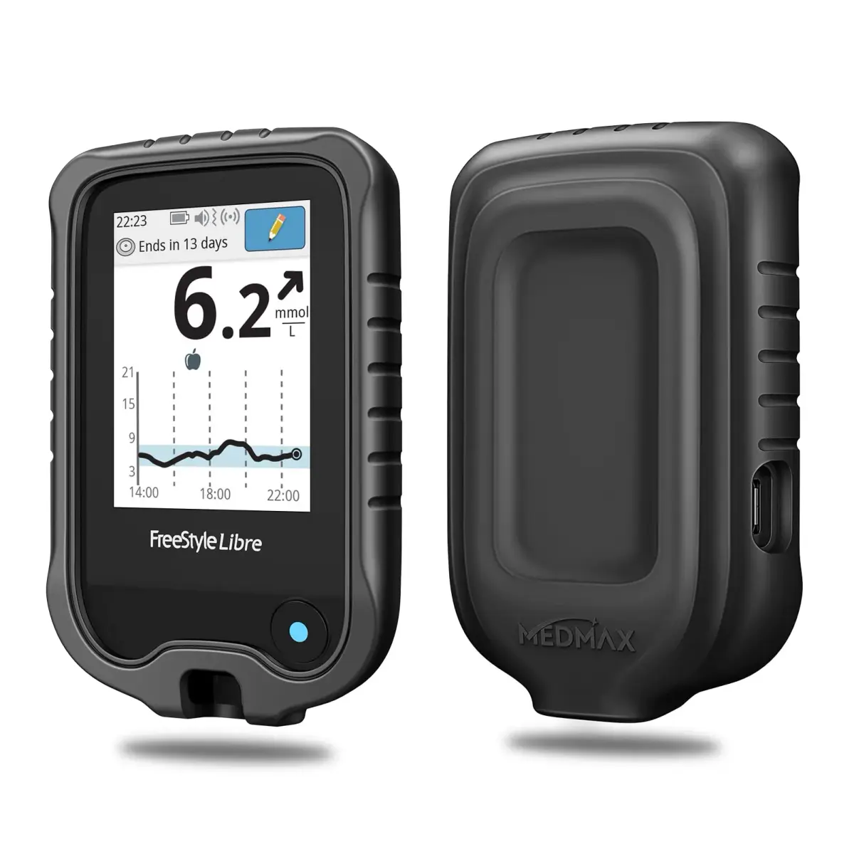 MEDMAX Silicone Case for Freestyle Libre 3 2 Reader | Black Protective Cover with Anti-Slip Grip - main product image