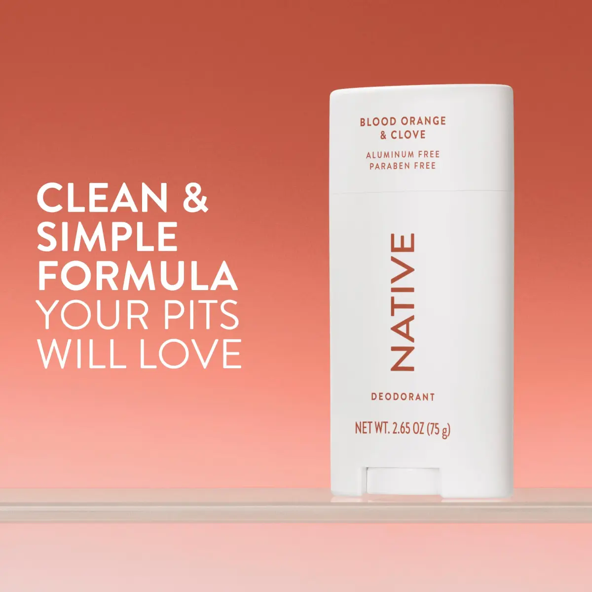 Native Aluminum-Free Deodorant, Blood Orange & Clove 75g (2.65 oz) | 72-Hour Odor Control with Shea Butter & Coconut Oil - view 2