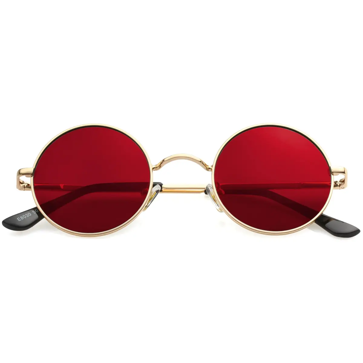 Kursan Small Round Polarized Sunglasses 45MM Gold/Clear Red | UV400 & Lightweight Comfort - main product image