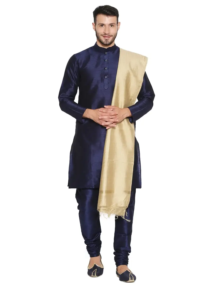 DUPATTA BAZAAR Men's Blended Silk Gold Dupatta 240 cm (2.4 m) | Handloom Weave for Ethnic Indian Collection - main product image