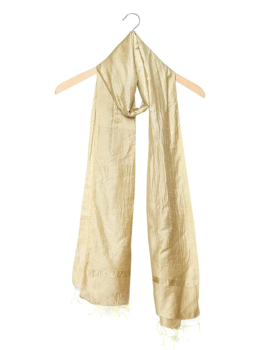 DUPATTA BAZAAR Men's Blended Silk Gold Dupatta 240 cm (2.4 m) | Handloom Weave for Ethnic Indian Collection - view 2