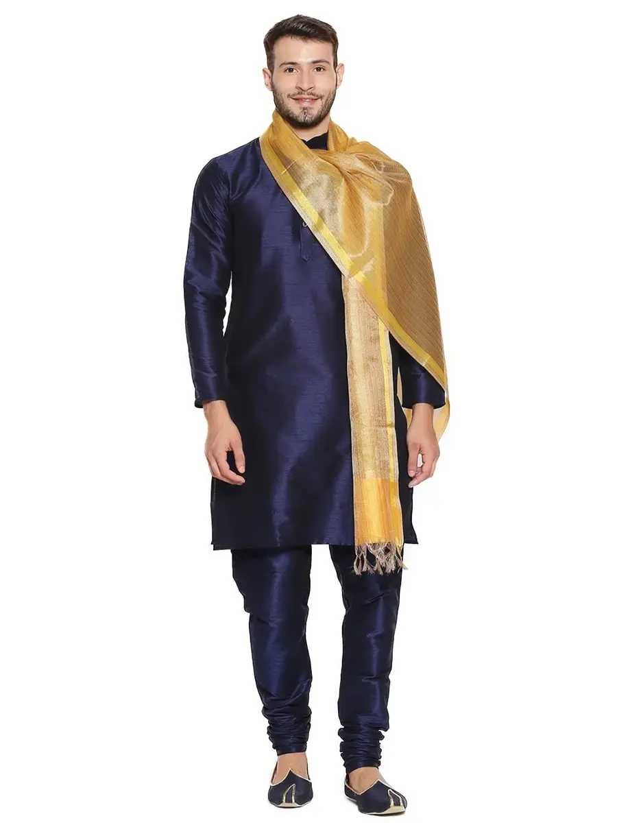 DUPATTA BAZAAR Men's Two Toned Gold Silk Dupatta | Elegant Ethnic Accessory for Men - main product image