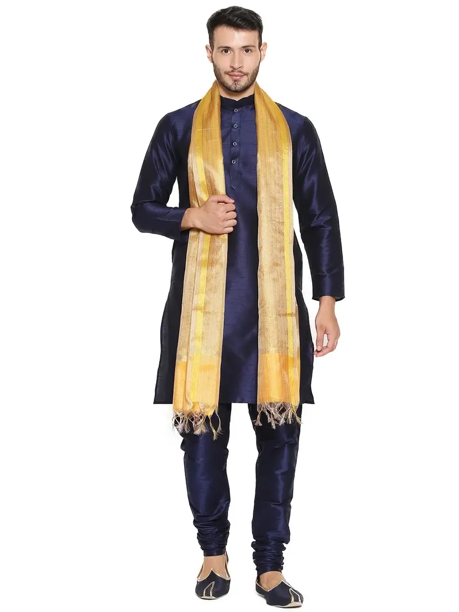 DUPATTA BAZAAR Men's Two Toned Gold Silk Dupatta | Elegant Ethnic Accessory for Men - view 3