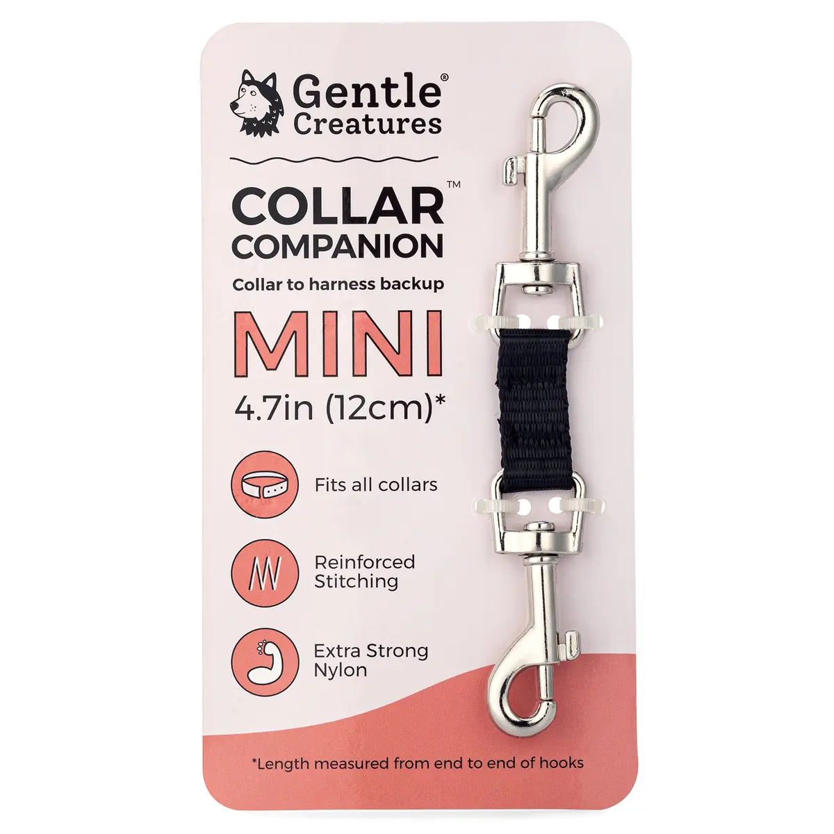 Gentle Creatures Collar Companion Mini Dog Safety Backup Clip 12cm (4.7in) | Prevents Escapes for Small Dogs - main product image