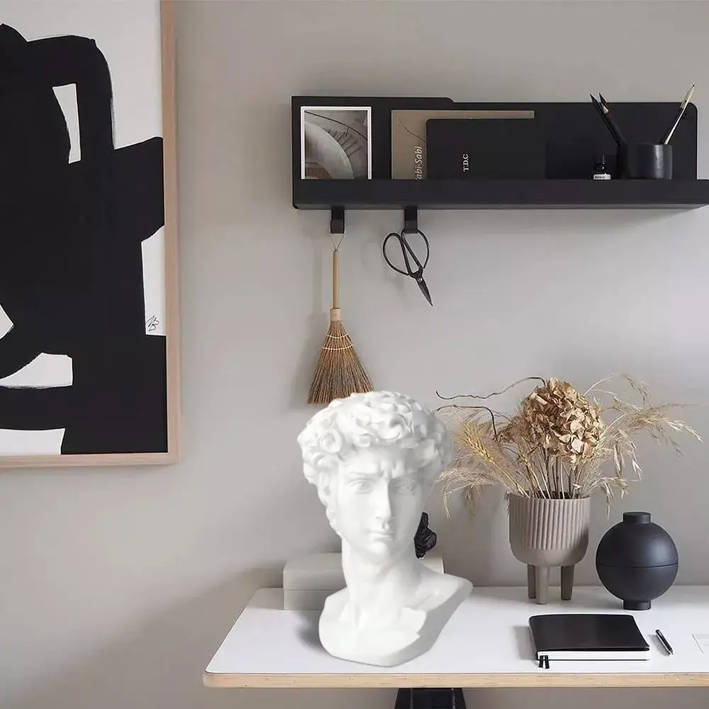 Norrclp 11in Greek Statue of David Bust, Classic Roman Head Sculpture | Resin Art Decoration - view 3