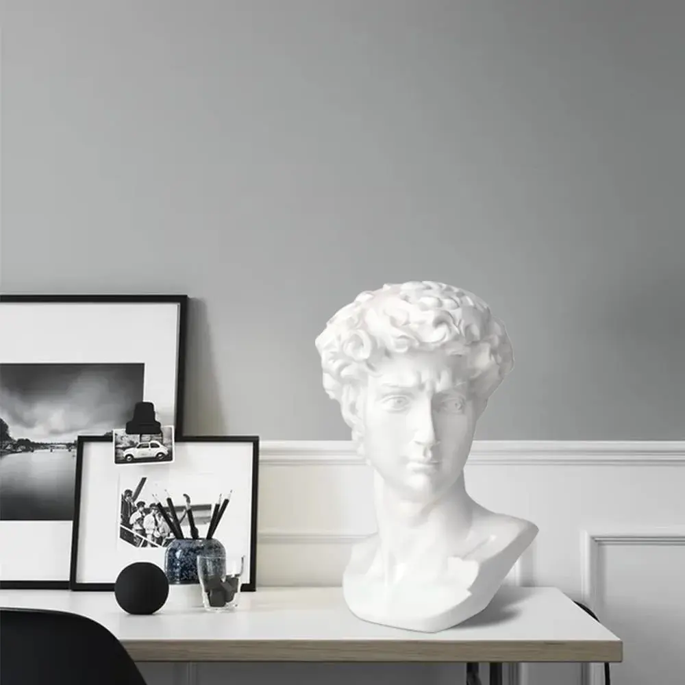 Norrclp 11in Greek Statue of David Bust, Classic Roman Head Sculpture | Resin Art Decoration - view 4