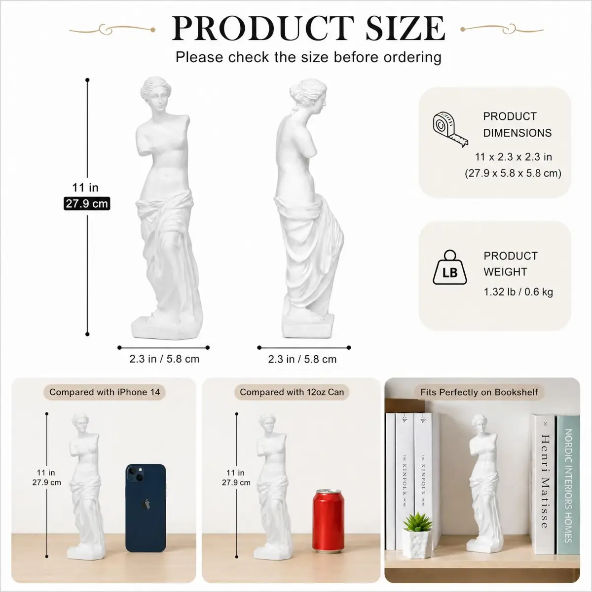Norrclp Greek Statue of Venus Bust 29.21 cm (11.5 inches) | Classic Roman Mythology Sculpture for Home Decor - view 2