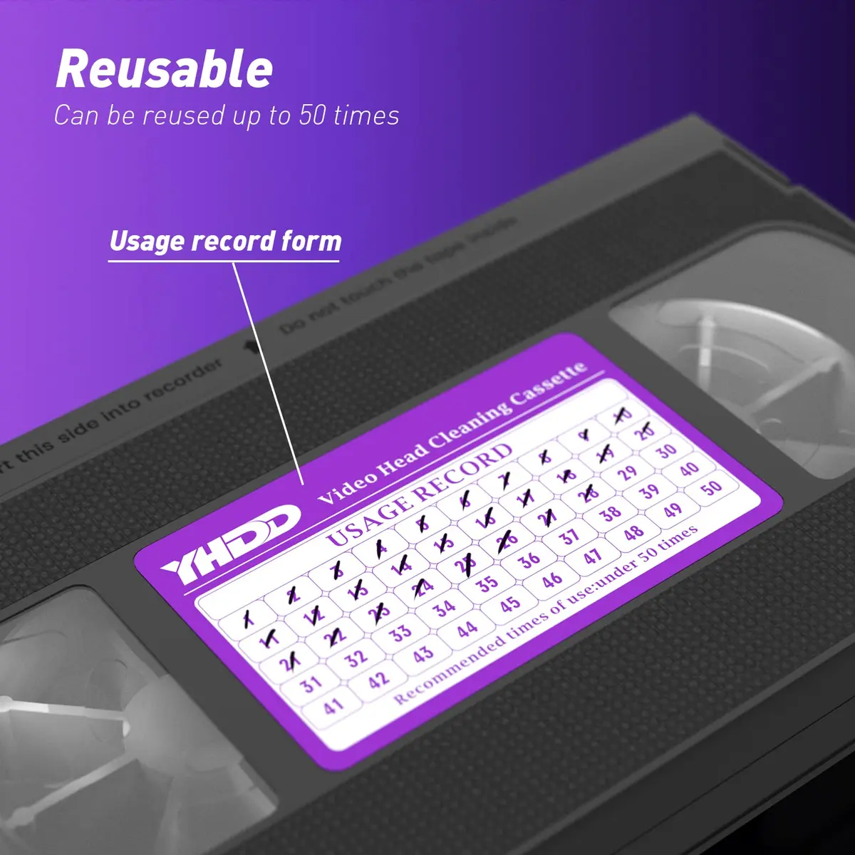 YHDD VCR Head Cleaner Tape for VHS/VCR Players, Dry Type Reusable Video Head Cleaner - view 6
