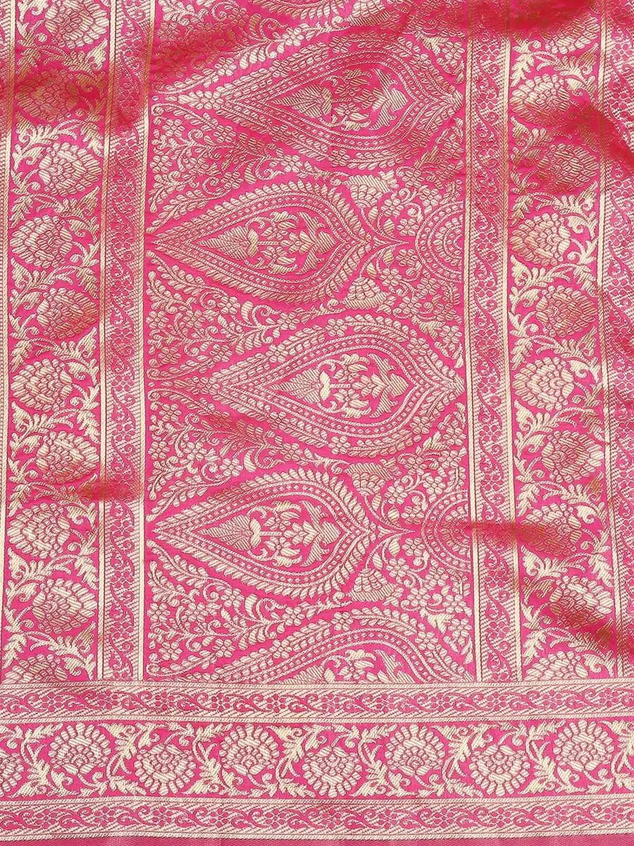 DUPATTA BAZAAR Red Banarasi Silk Dupatta with Floral Weaving 2.29 m (2.5 yd) - view 6