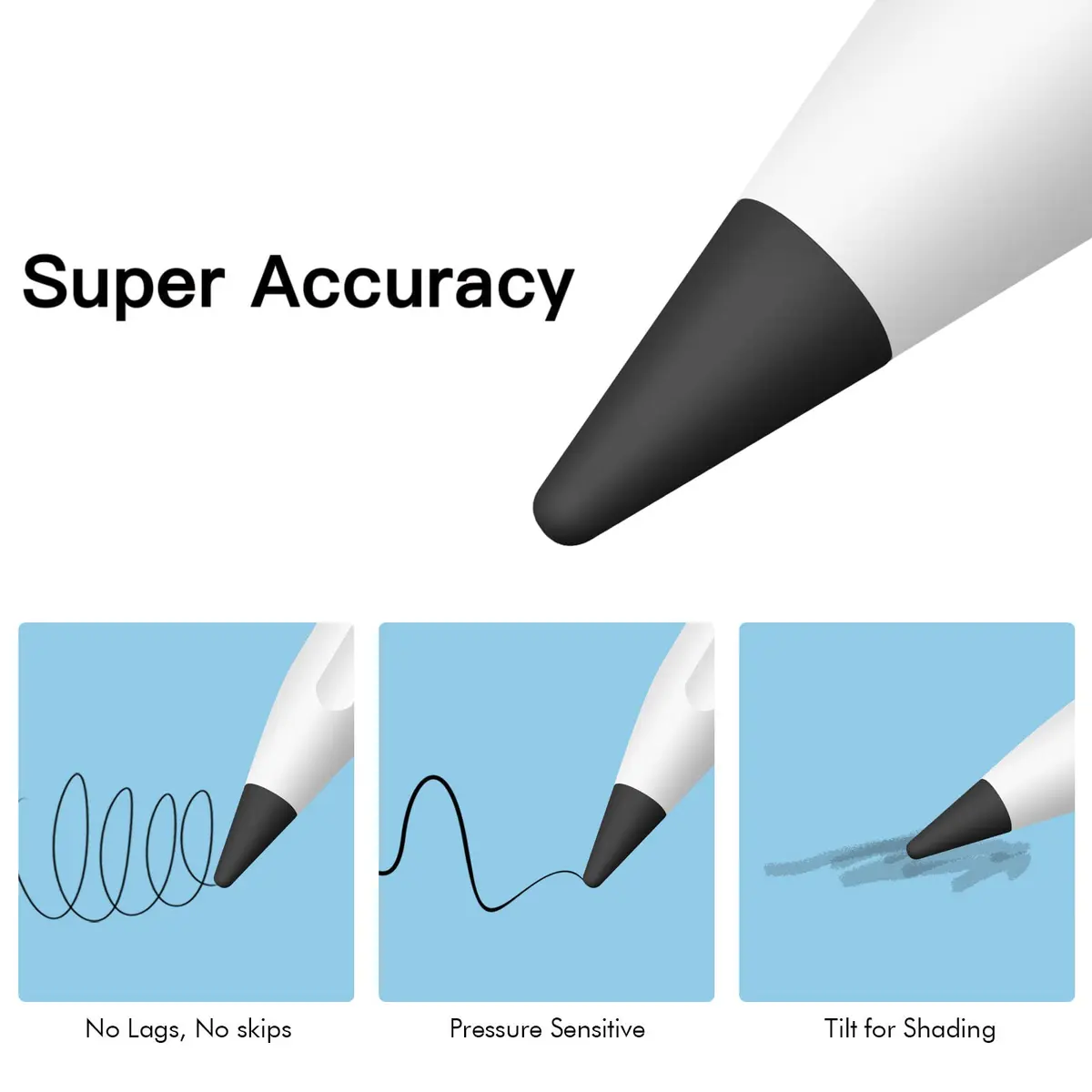 MEKO Replacement Tips for Apple Pencil 1st Gen & 2nd Gen | Durable Silicone, Sensitive Control (70-120 chars) - view 3