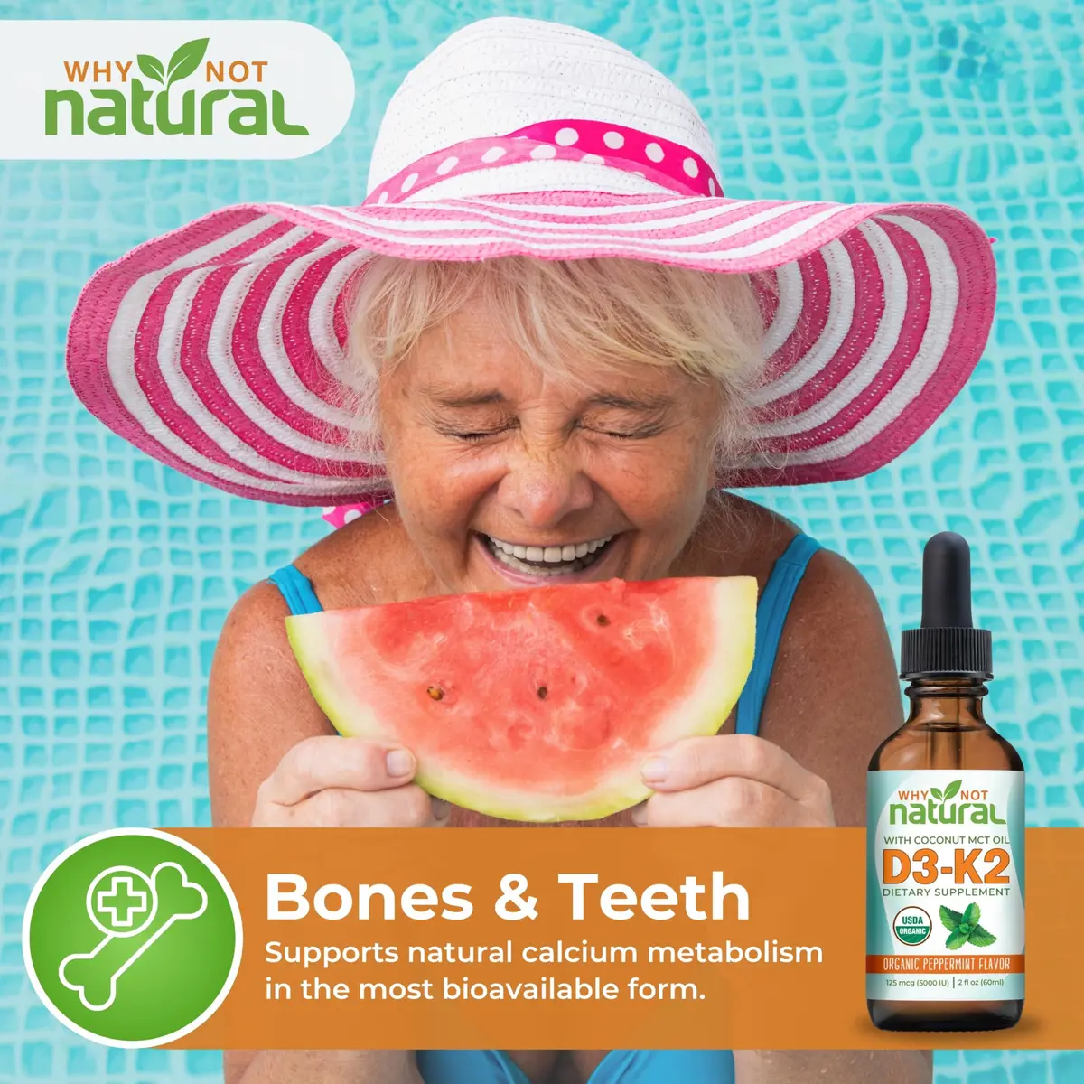 Why Not Natural Organic Vitamin D3 K2 Liquid Drops 2 Fl Oz | Supports Strong Bones & Heart - view 6