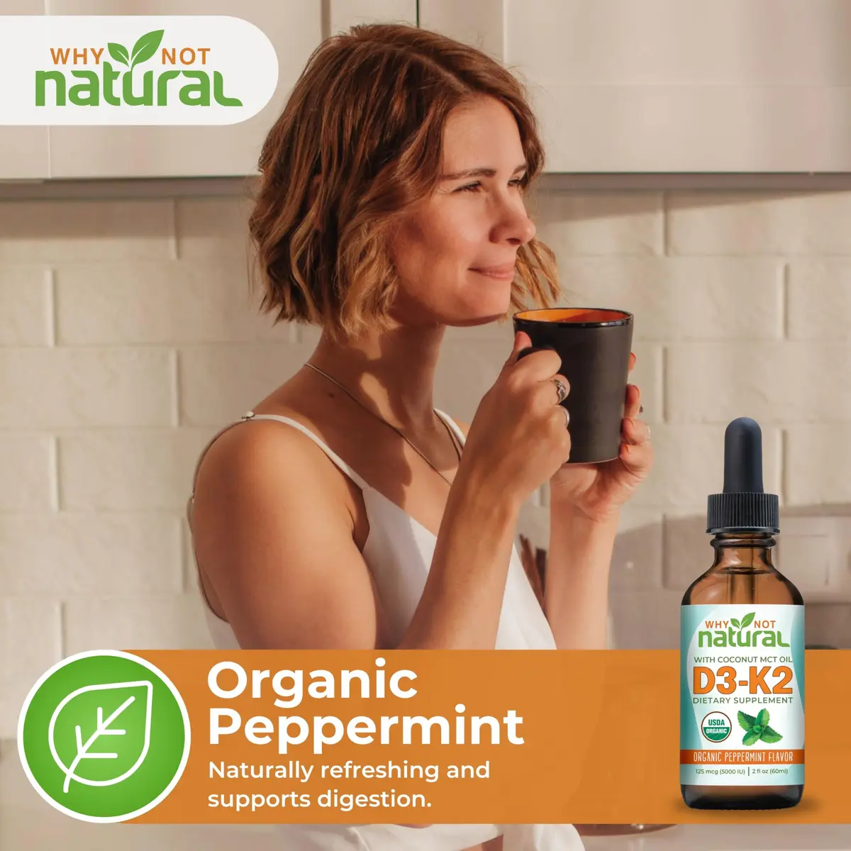 Why Not Natural Organic Vitamin D3 K2 Liquid Drops 2 Fl Oz | Supports Strong Bones & Heart - view 7