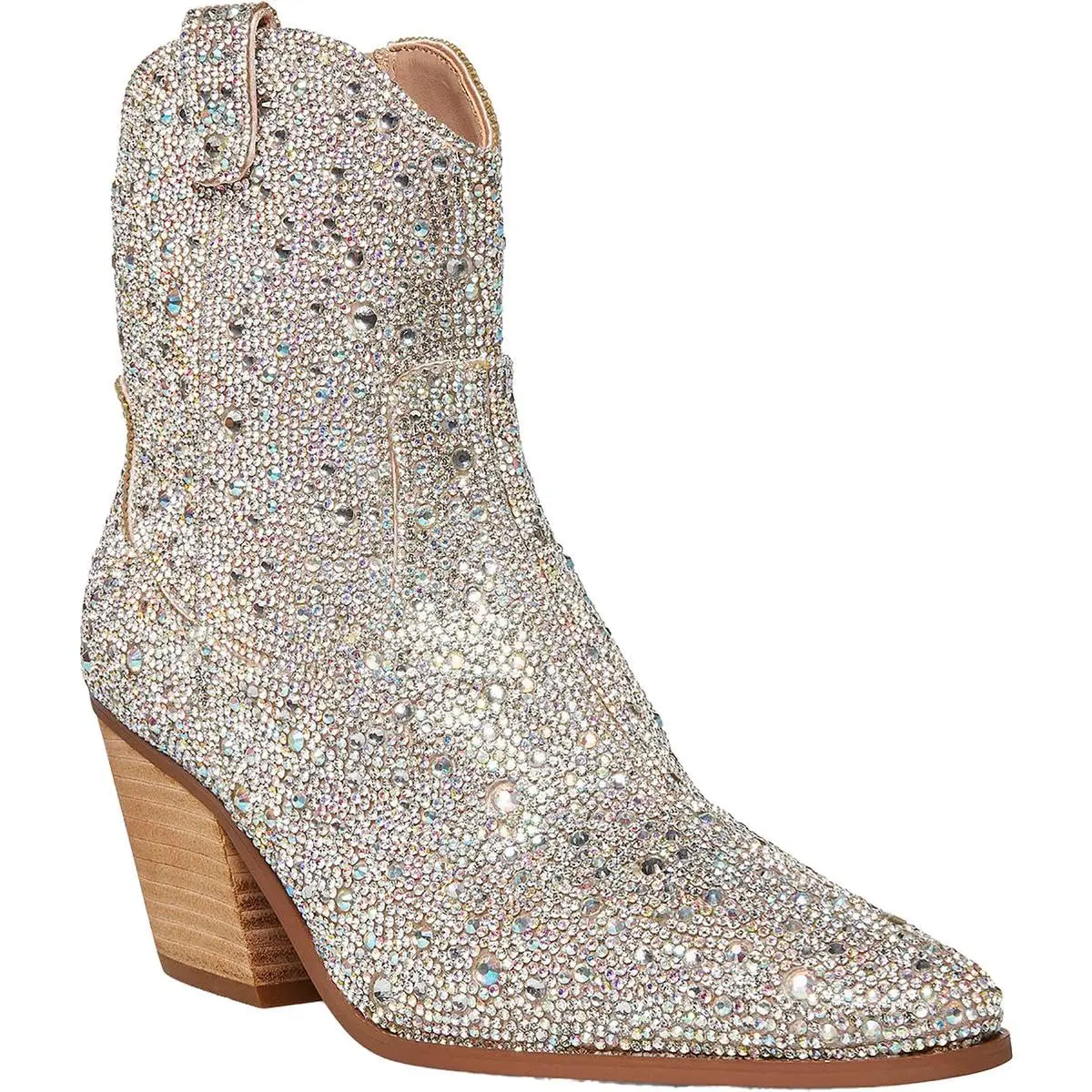 Betsey Johnson Women's Diva Western Boot, Rhinestone, 6 | Rhinestone Embellished Western Ankle Boot - main product image