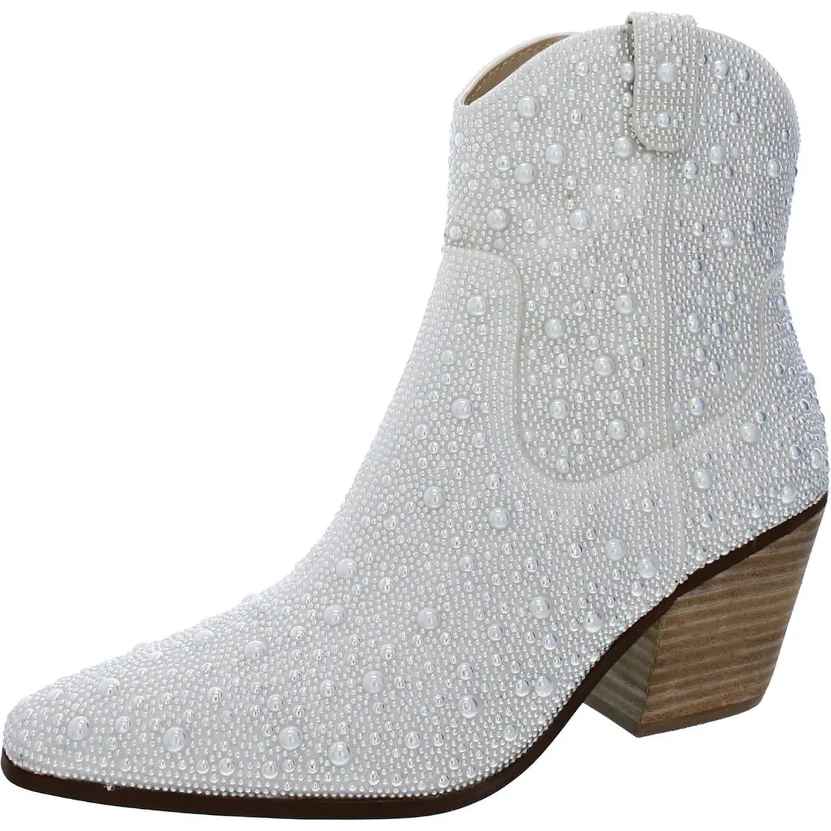 Betsey Johnson Women's Diva Western Boot, Pearl, 8.5 | Rhinestone Embellished Western Style - main product image