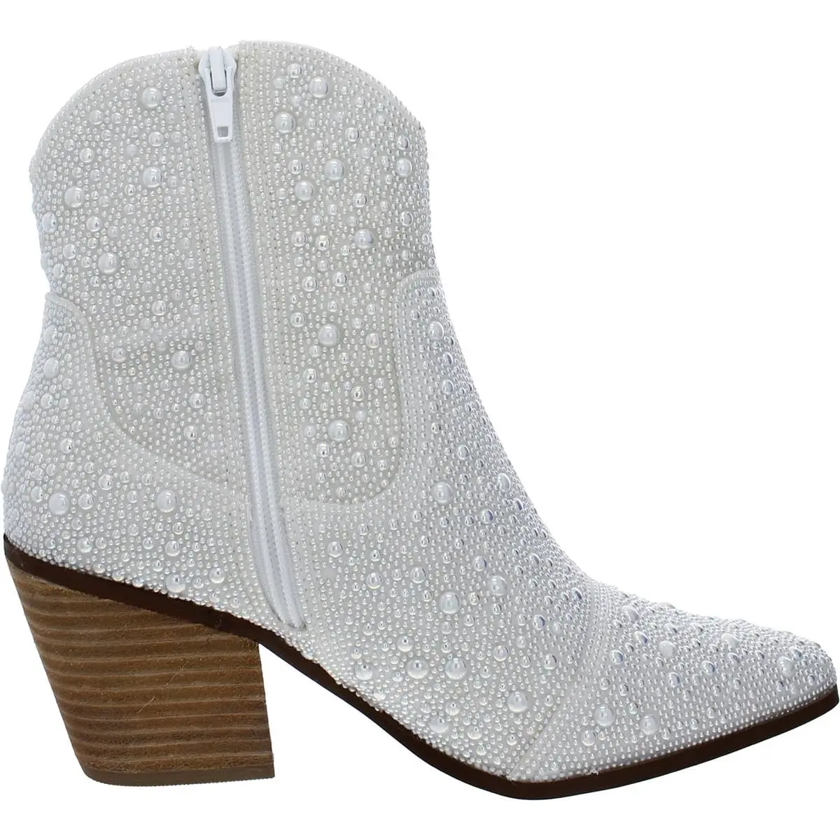 Betsey Johnson Women's Diva Western Boot, Pearl, 8.5 | Rhinestone Embellished Western Style - view 2