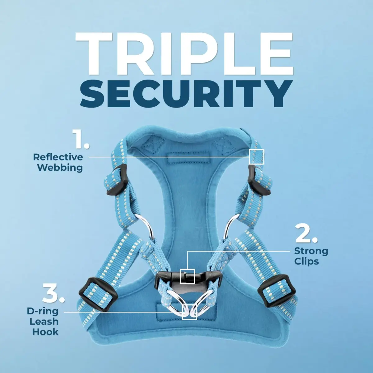 Best Pet Supplies Voyager Step-In Mesh Dog Harness & Leash Set, XL (Baby Blue) | No-Pull, Breathable, Reflective - view 2