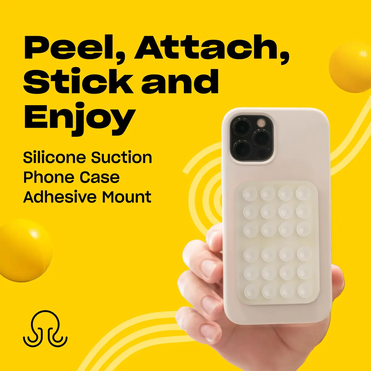 OCTOBUDDY Classic - Silicone Suction Phone Case Adhesive Mount, Transparent | Hands-Free, Waterproof, 24 Suction Cups for Stable Hold - view 2