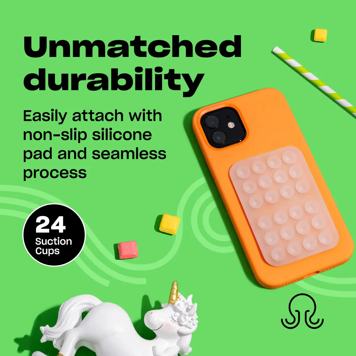 OCTOBUDDY Classic - Silicone Suction Phone Case Adhesive Mount, Transparent | Hands-Free, Waterproof, 24 Suction Cups for Stable Hold - view 4