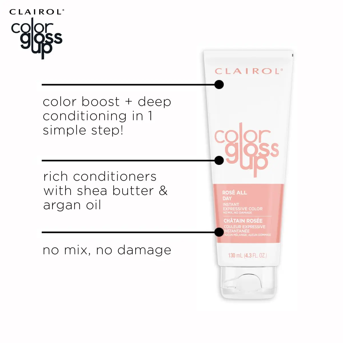 Clairol Color Gloss Up Temporary Hair Dye, Rosé All Day Hair Color, 125ml (4.3 Fl Oz) | Vibrant Rosé Tone & Shine - view 4