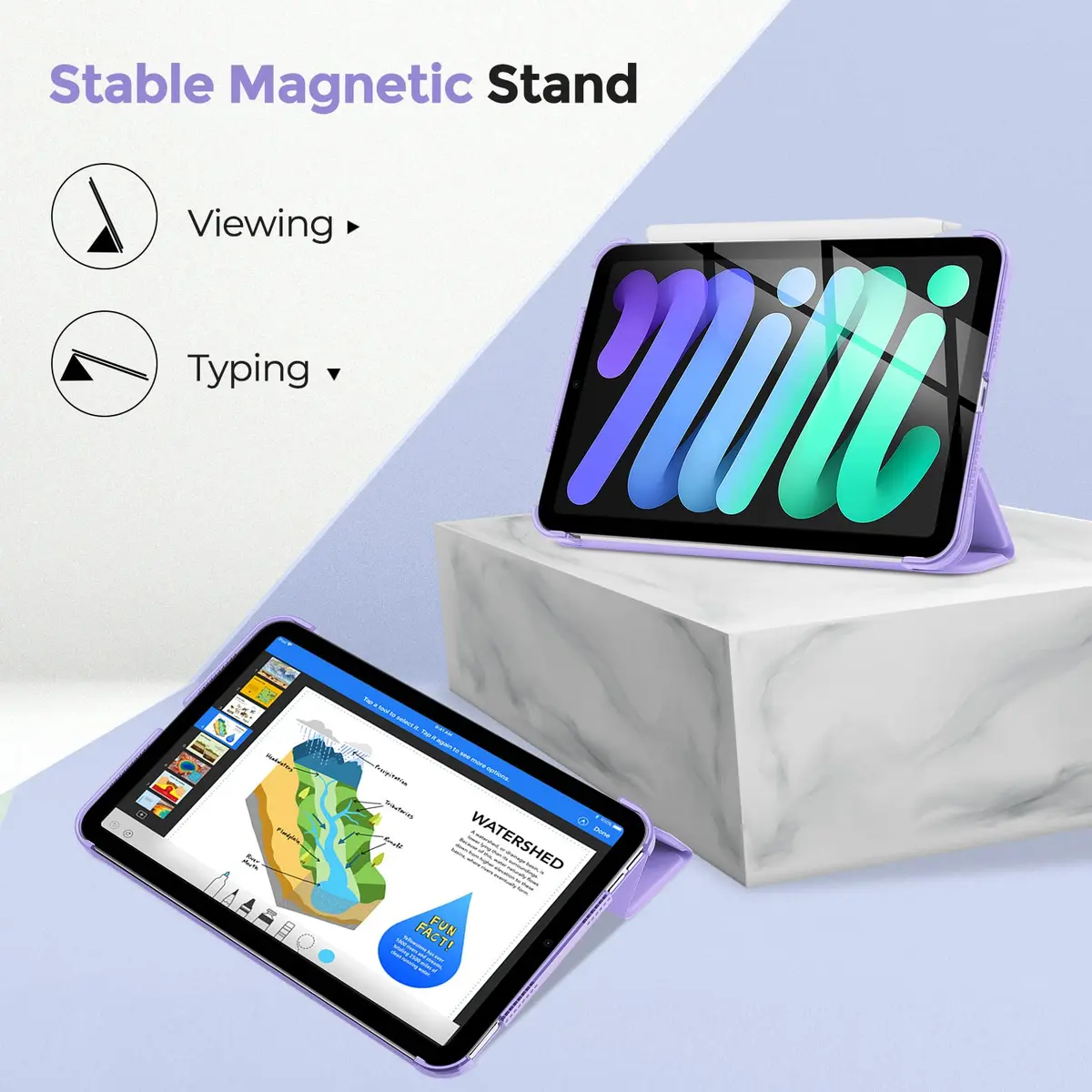 ProCase Smart Case for iPad mini 7 A17 Pro 2024/Mini 6 2021 8.3" | Purple Slim Protective Cover - view 7
