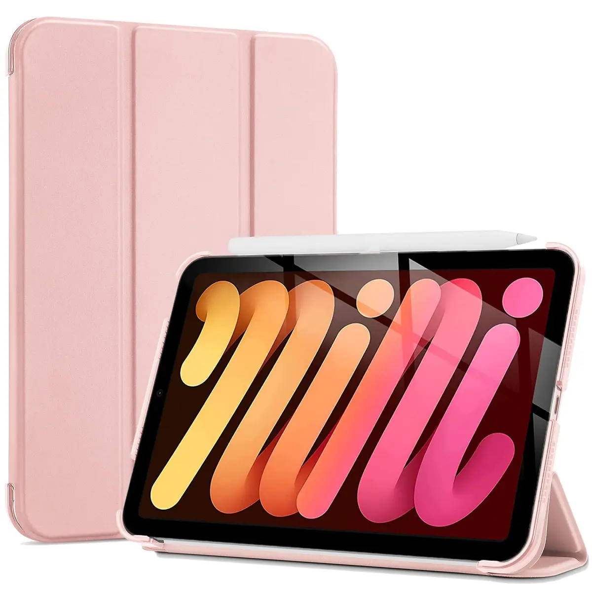 ProCase Smart Case for iPad mini 7 A17 Pro 2024/Mini 6 2021 8.3" -Pink | Slim, Protective & Supports Apple Pencil - main product image