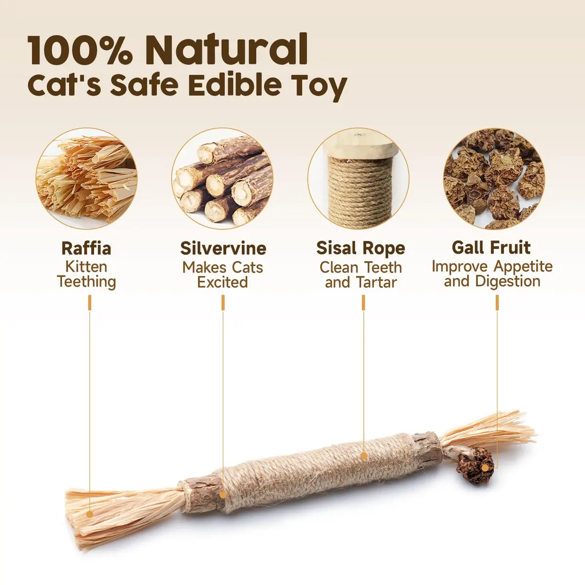 Potaroma Natural Silvervine Sticks Cat Toys 3 Pack | Catnip Blend Chew Toys for Dental Care - view 2