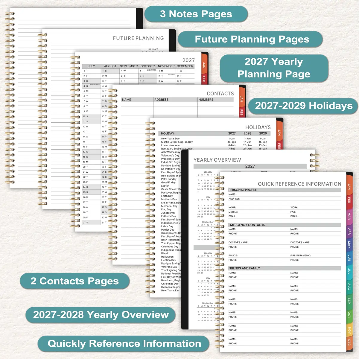 Indeme 2027 Appointment Book | Daily Hourly Planner, 9" x 11", Colorful Tabs, Lay-Flat Design - view 6