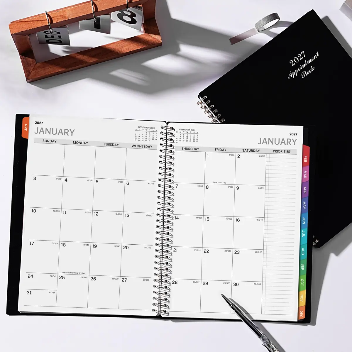 Indeme 2027 Appointment Book | Daily Hourly Planner, 9" x 11", Colorful Tabs, Lay-Flat Design - view 7